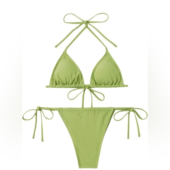 Lime green two Piece Bikini Size Lare - Picture 2 of 8